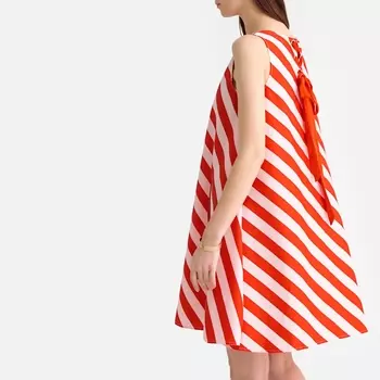Платье-миди в полоску без рукавов