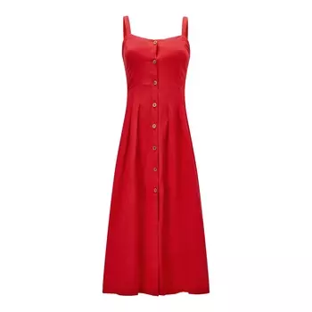 Платье на тонких бретелях с застежкой на пуговицы спереди