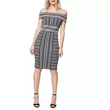 Платье облегающее с открытыми плечами из тонкого трикотажа