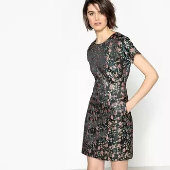 Платье облегающее с жаккардовым цветочным рисунком