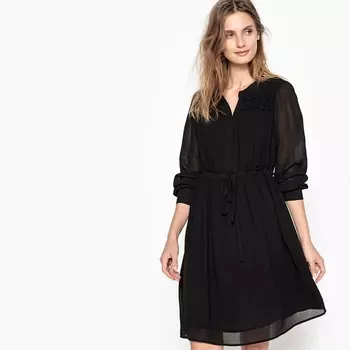 Платье однотонное расклешенного покроя, длина миди, 3/4