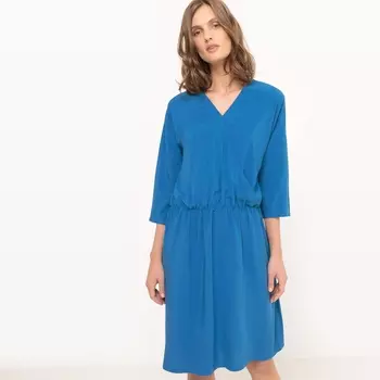 Платье перекрестное с рукавами 3/4