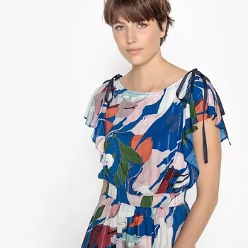 Платье прямое и длинное с цветочным принтом