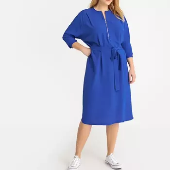 Платье прямое на молнии с длинными рукавами, длина 3/4