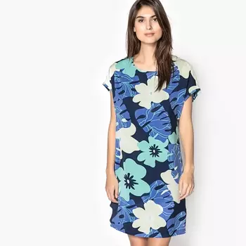 Платье прямое с цветочным рисунком