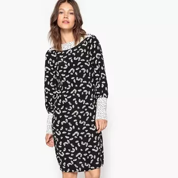 Платье прямое с рисунком веера и треугольники