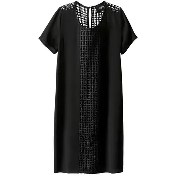 Платье прямое средней длины, однотонное, с короткими рукавами