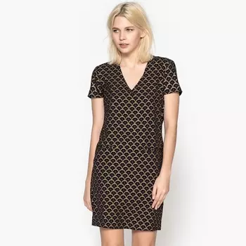 Платье прямое средней длины с графическим принтом