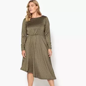 Платье расклешенное, длина. миди, 3/4, с длинными рукавами