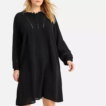 Платье расклешенное с длинными рукавами до колен