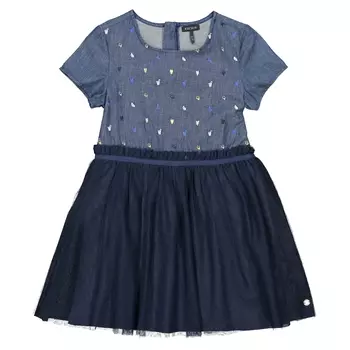 Платье расклешенное с короткими рукавами, 5-14 лет