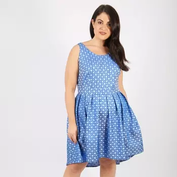 Платье расклешенное средней длины, с жаккардовым рисунком