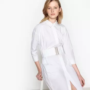 Платье-рубашка с эластичным поясом
