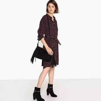 Платье-рубашка с леопардовым принтом и ремешком