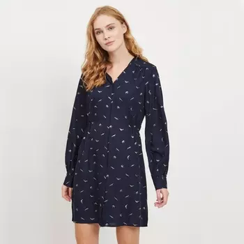 Платье-рубашка с рисунком и длинными рукавами