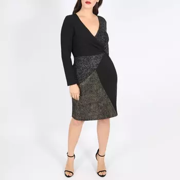 Платье с драпировкой и длинными рукавами