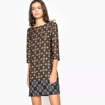 Платье с геометрическим рисунком и рукавами 3/4