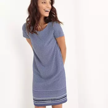 Платье с графическим принтом, вырез-капля сзади