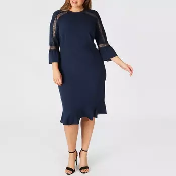 Платье с круглым вырезом и короткими рукавами