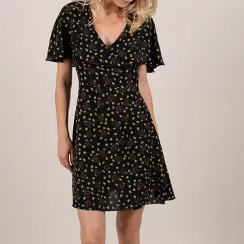 Платье с накладками спереди и сзади и цветочным рисунком