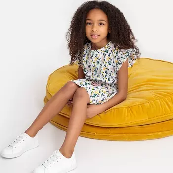 Платье с рисунком без рукавов, 3-12 лет