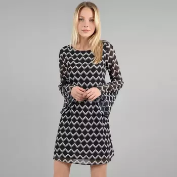 Платье с рисунком, глубоким вырезом и завязками сзади