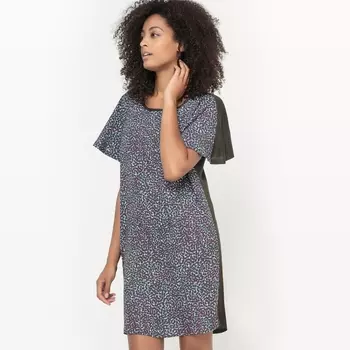 Платье с рисунком и однотонной спинкой