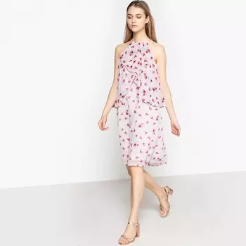 Платье с рисунком и воланами