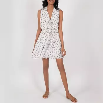 Платье с рисунком и вырезом с галстуком-бантом, без рукавов