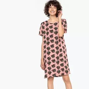 Платье с рисунком птицы на пуговице сзади