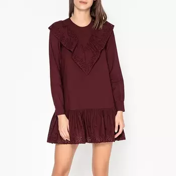 Платье с воланом и английской вышивкой ORLANE