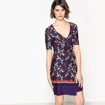 Платье с запахом с цветочным рисунком