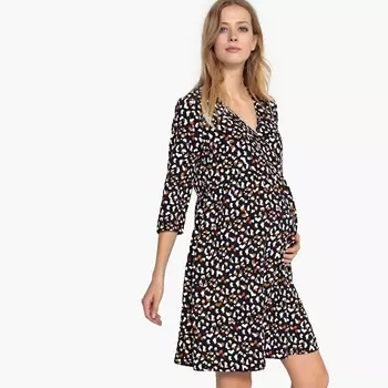 Платье с запахом с рисунком для периода беременности