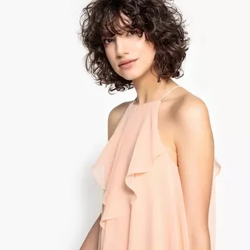 Платье струящееся без рукавов из крепа, 100% полиэстер