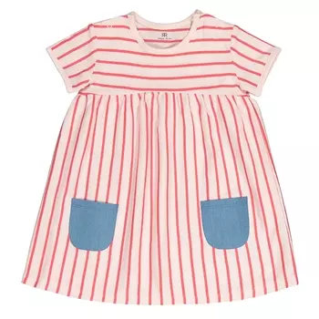 Платье в полоску с карманами из денима 1 мес-3 лет