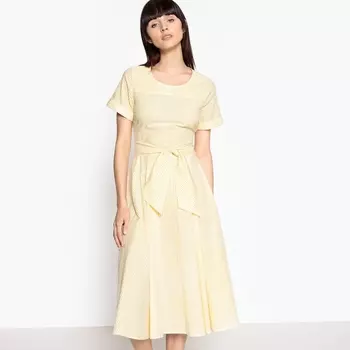 Платье в полоску с поясом