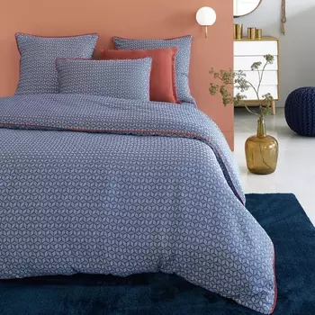 Пододеяльник из хлопкового сатина синего цвета, KEITAKI