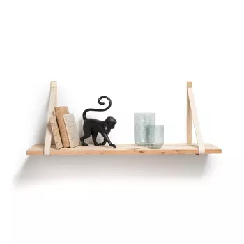 Полка из сосны и кожи PLUTIME