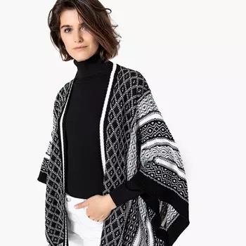 Пончо жаккардовое двухцветное