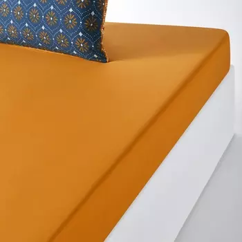 Простыня натяжная однотонная из осветленного хлопка LONIE