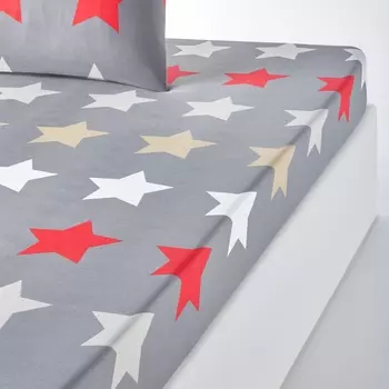 Простыня натяжная с рисунком, STARS, anthracite