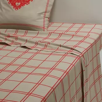 Простыня, принт, в красную клетку, Fallaz