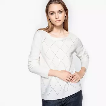 Пуловер ажурный с застежкой на пуговицы сзади