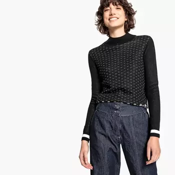 Пуловер двухцветный с воротником-стойкой