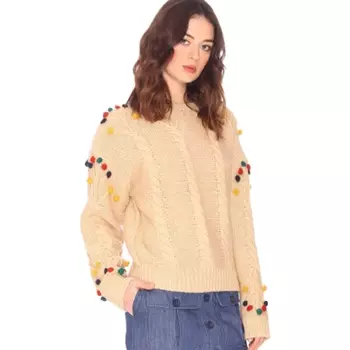 Пуловер из плотного трикотажа с круглым вырезом