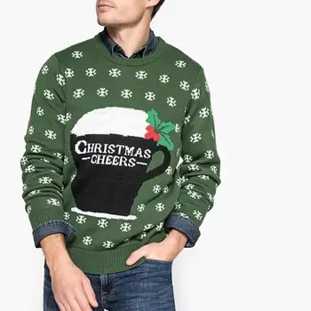 Пуловер из плотного трикотажа с круглым вырезом