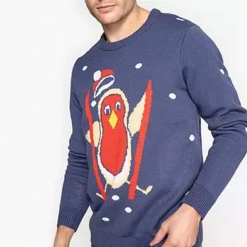 Пуловер из плотного трикотажа с круглым вырезом