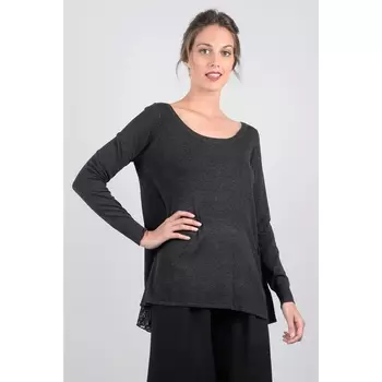 Пуловер из тонкого трикотажа без воротника