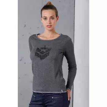 Пуловер кашемировый с круглым вырезом и с логотипом из блесток спереди