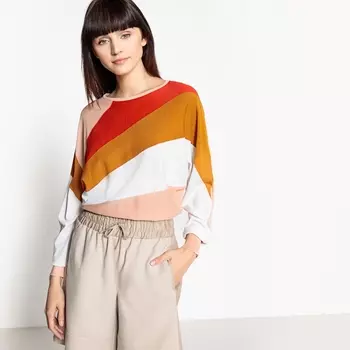 Пуловер разноцветный с рукавами-летучая мышь